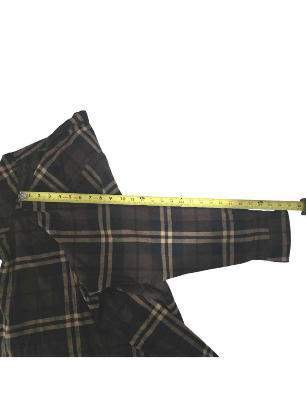 Izod Mens 3XL Plaid Button-Up Long Sleeve Shirt Brown Beige Cotton Flannel - Picture 7 of 7
